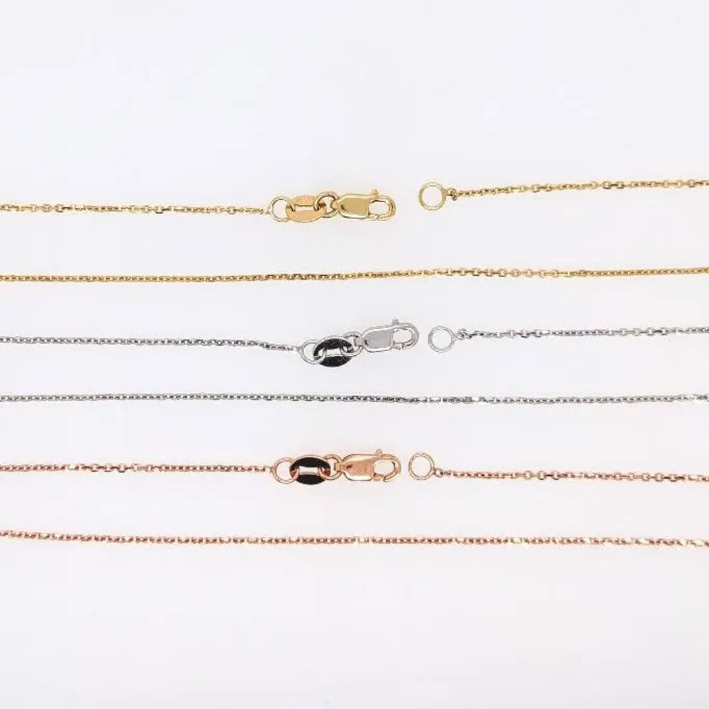 Solid 14K Gold Stationed Adjustable Diamond Cut Cable Chains | 16-18" or 18-20"